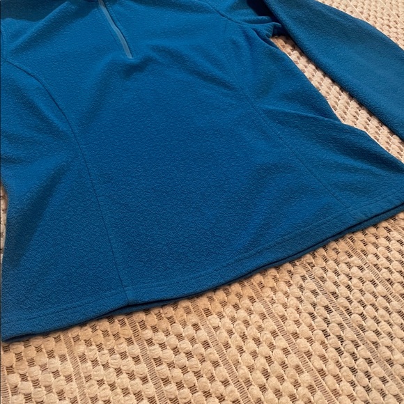 Lands End Fleece Blue Quarter-Zip Pullover - Picture 5 of 12